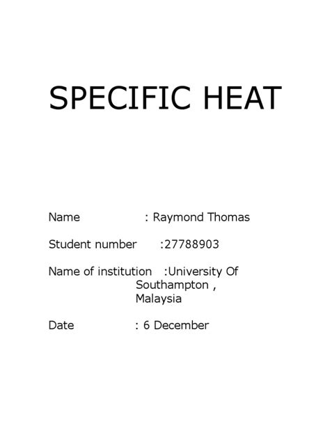 Quality Assurance Director Heat Pumps. . Specific heat experiment lab report